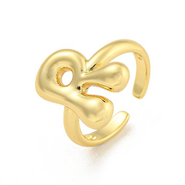 Brass Letter Open Cuff Rings for Women