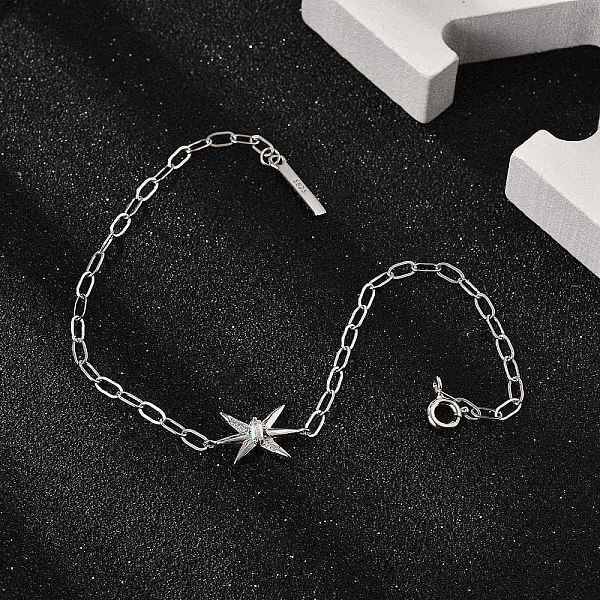S925 Sterling Silver Micro Pave Cubic Zirconia Link & Charm Bracelets for Women