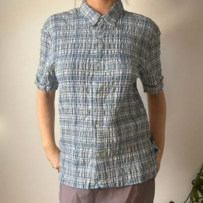 Just Cavalli Checked Short Sleeve Shirt - Large Blue Cotton