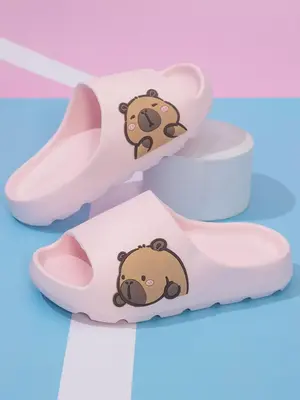 Cartoon Bear Pattern Summer Beach Slippers, Casual Soft Comfortable Home Bathroom Slippers, Non-slip Slippers for Indoor & O...