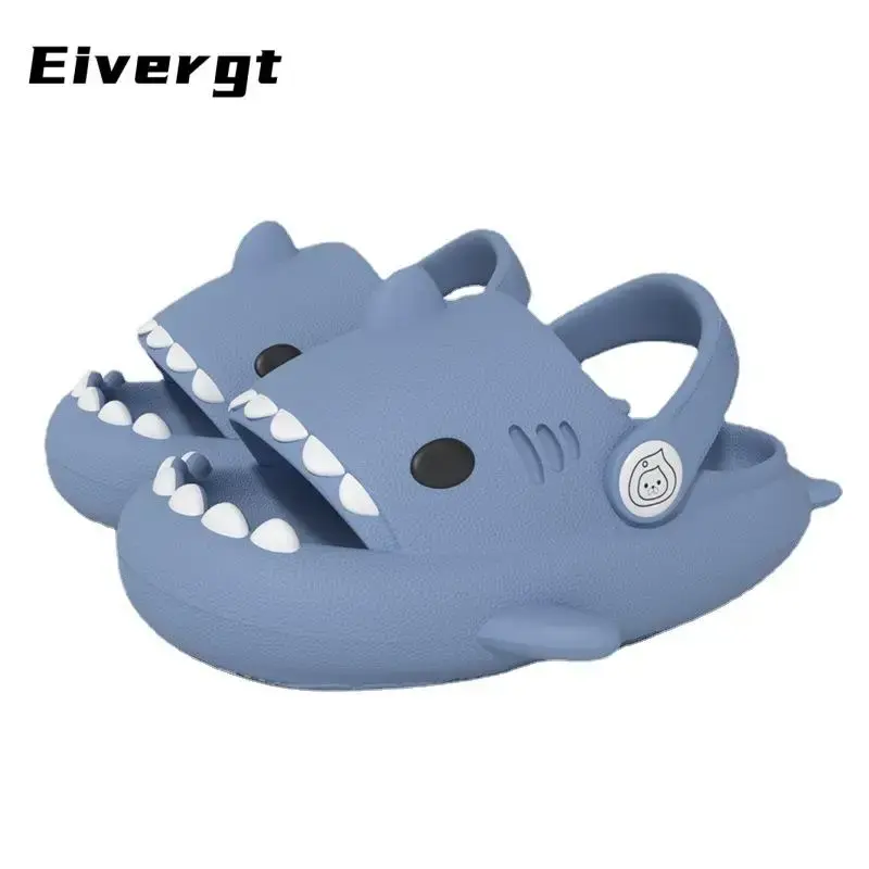 Kids Summer Beach Slippers, Cartoon Shark Shaped Soft Sandals with Thick Nonslip Soles for Girls, Boys, 4 Colors