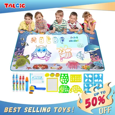 Water Doodle Mat Painting mat Alphabet DIY Painting Writing Color Doodle Drawing Mat Toy Instant Drying with Magic Pens Large...