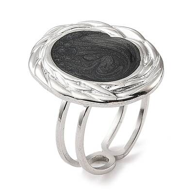 304 Stainless Steel Enamel Open Cuff Rings for Women