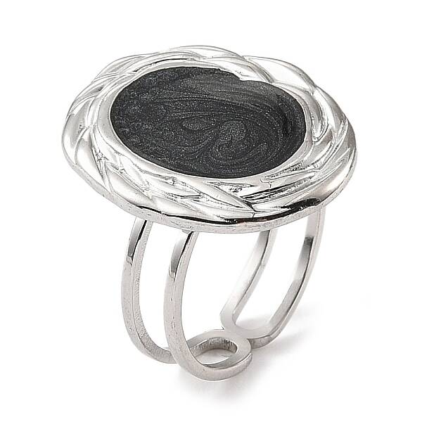 304 Stainless Steel Enamel Open Cuff Rings for Women