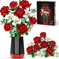Mayicivo 1533PCS Roses Flower Bouquet Building Blocks with Vase Kit for Her Wife Him, Anniversary Birthday Gift for Women, Me...