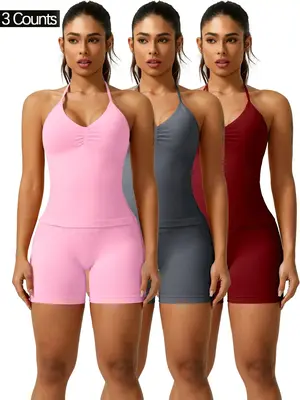 Women's Solid Color Sports Singlet, Sporty Cami Top for Yoga Gym Workout, Ladies Sportswear for Indoor Outdoor Wear, Athletic...