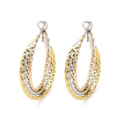 202 Stainless Steel Triple Hoop Earrings