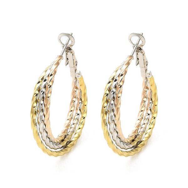 202 Stainless Steel Triple Hoop Earrings