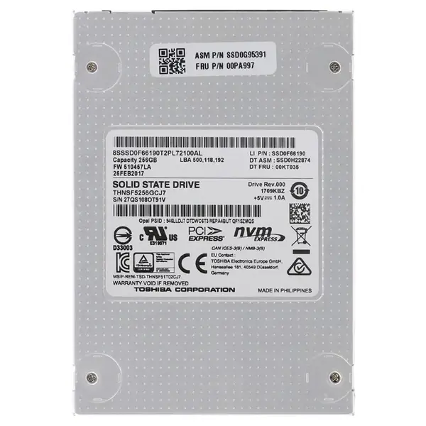 00PA997 Lenovo 256GB Multi-Level Cell PCI Express NVMe 3.0 x2 2.5-Inch Solid State Drive