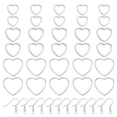 DIY 304 Stainless Steel Heart Dangle Earrings Making Kit