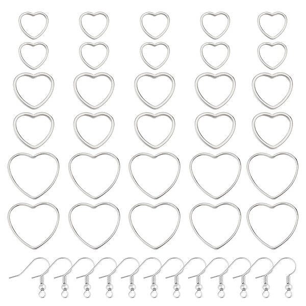 DIY 304 Stainless Steel Heart Dangle Earrings Making Kit