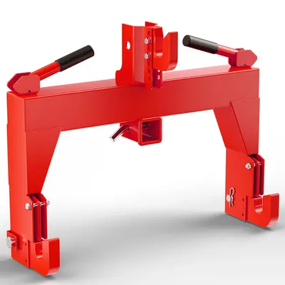 Garvee 3-Point Quick Hitch for Tractors 3000 LBS Capacity Heavy-Duty Steel Easy Install Category 0 & 1 Red Agricultural Use