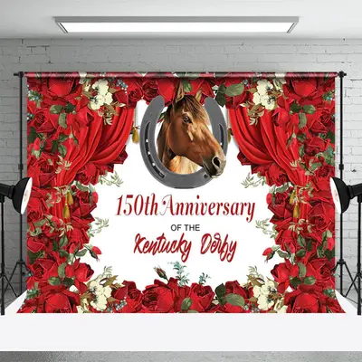 Horse Red Rose Curtain 150th Anniversary Backdrop - Aperturee