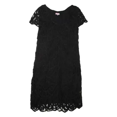 PHASE EIGHT Womens Day Dress Black Viscose Short Sleeve Knee Length L