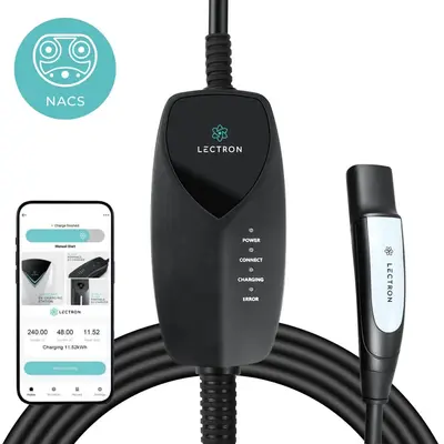 Lectron Portable Level 1 Tesla EV Charger (WiFi) with App Control |120V |12 Amp | NEMA 5-15 | 16 ft Cord