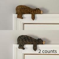 Wooden Bear Design Door Frame Decorations, 2 Counts/set Cute Bear Wall Decor, Door Frame Decor for Home Living Room Bedroom