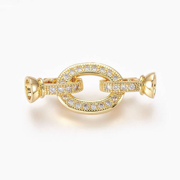 Brass Micro Pave Cubic Zirconia Fold Over Clasps