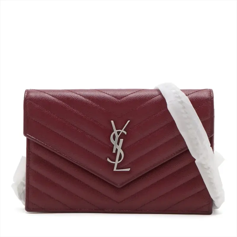 Pre-owned Yves Saint Laurent Leather Crossbody Bags B283. YSL Wallet on chain
