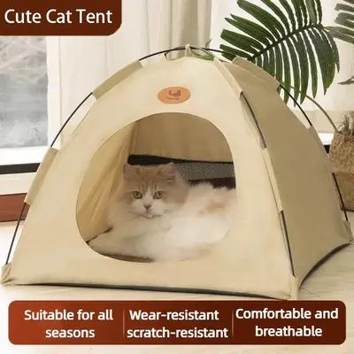 Foldable Pet Tent with Mat - Ideal for Outdoor Travel and Camping - Suitable for Cats and Dogs - Perfect Nest for Pets in All...