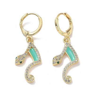 Real 18K Gold Plated Brass Dangle Leverback Earrings
