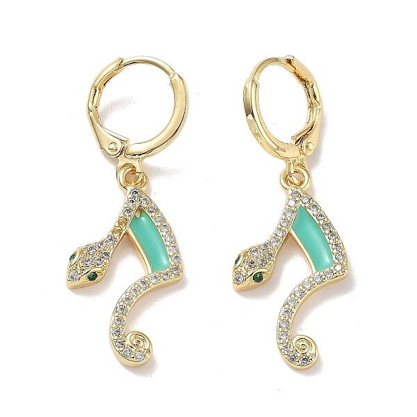 Real 18K Gold Plated Brass Dangle Leverback Earrings