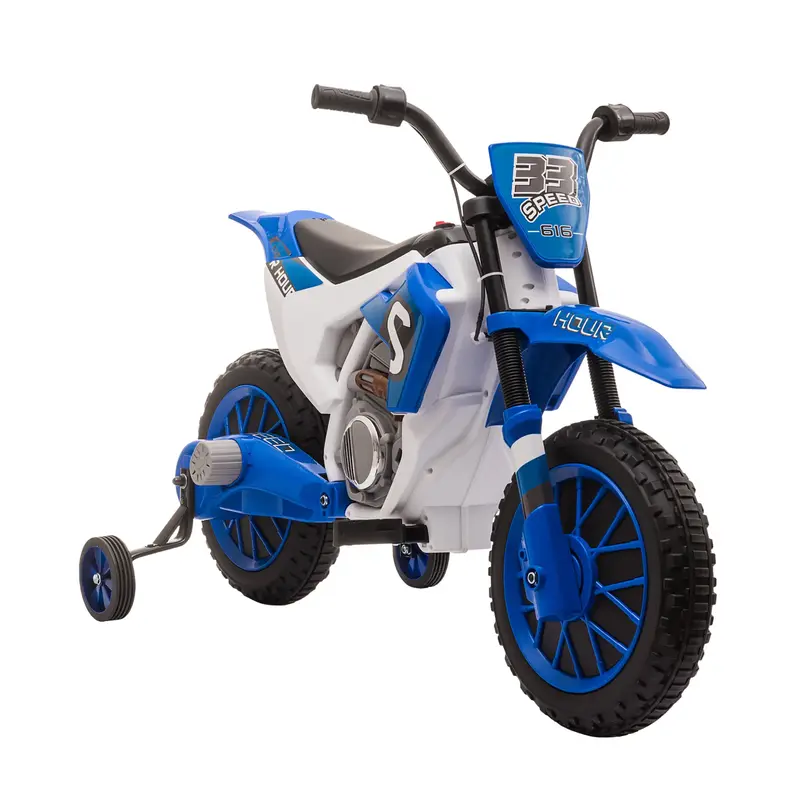 Aosom 12V Kids Motorcycle, Electric Motor Bike, Battery-Powered Ride-On Toy with Charging Battery, Training Wheels