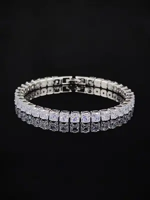 Exquisite Sparkling Rhinestone Decorated Chain Bracelet, 2024 Trendy Elegant and Light Luxury Hand Shiny Dainty Jewelry for W...