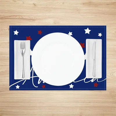 White Red Star Blue American Set Of 4 Placemats - Aperturee