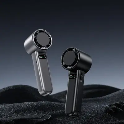 Portable Handheld Fan, Turbine Cooling Fan, USB Rechargeable Mini Fan with Digital Display, Mini Portable Fan for Travel, Cam...