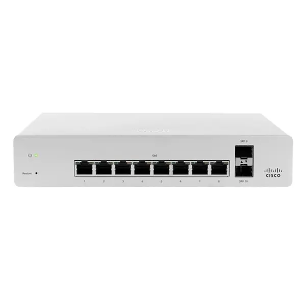 Cisco MS220-8-HW | Meraki MS220 Series MS220-8 8 x RJ-45 Ports 10/100/1000Base-T + 2 x SFP Ports Layer 2 Managed Rack-mountab...