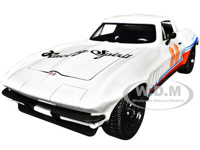 1966 Chevrolet Corvette #66 Racing Spirit White with Graphics Bigtime Muscle Series 1/24 Diecast Model Car by Jada
