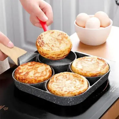 Non-stick Egg Frying Pan, 1 Count 4 Holes Skillet with Handle, Multifunctional Frying Pan for Home Kitchen, Household Kitchen...