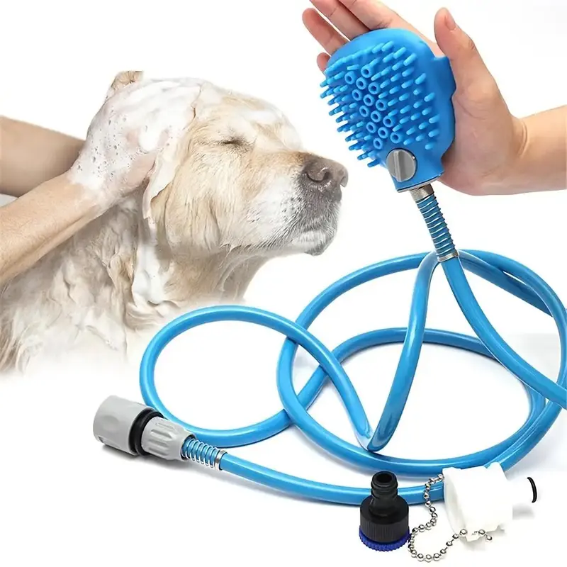 Adjustable Pet Shower Head with Hose & Shower Attachment, Dog & Cat Bath Brush, Indoor & Outdoor Pet Bathing Supplies