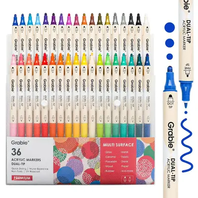 Grabie Dual Tip Dot & Fine Tip Acrylic Paint Marker Set Of 36 acrylic pens, coloring, drawing, brush, TikTokShopRestock, Fall...