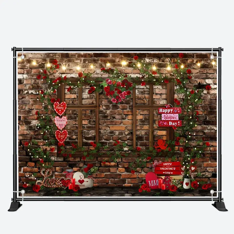 Brick Wall Floral Vines Valentines Day Backdrop - Aperturee