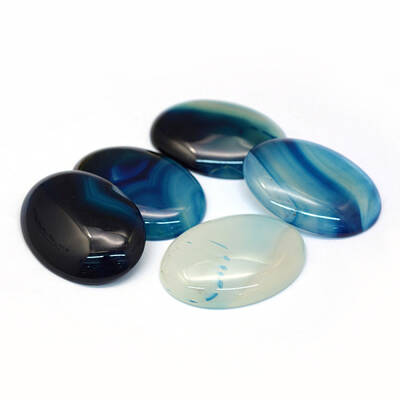 Oval Dyed Natural Striped Agate/Banded Agate Cabochons