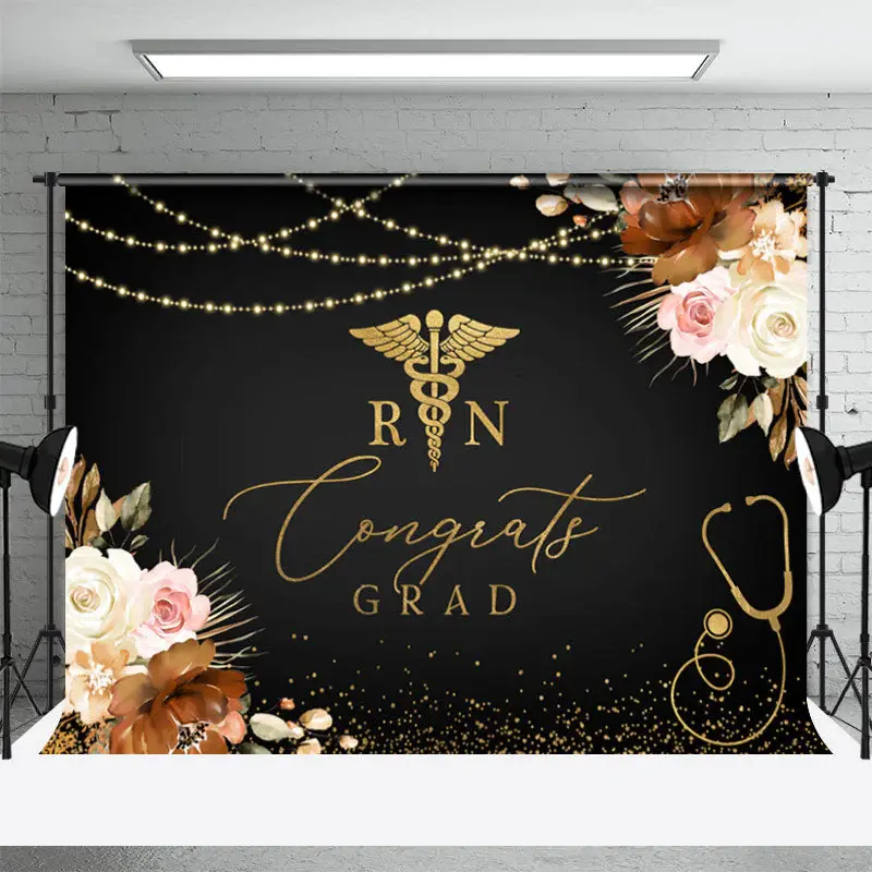 Floral Congrats Gards For Nurse Gala Backdrop - Aperturee