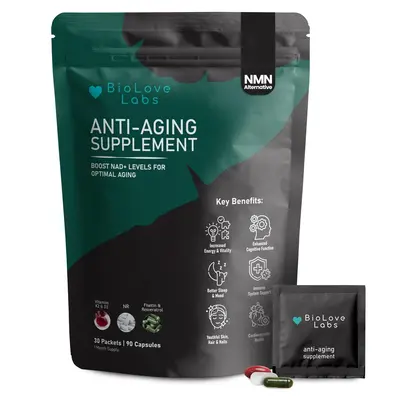 Biolove Labs NAD Booster: NR, Fisetin, Resveratrol, K2 & D3 | 3-in-1 Formula for Healthy Aging, Brain & Body Support | NMN Al...