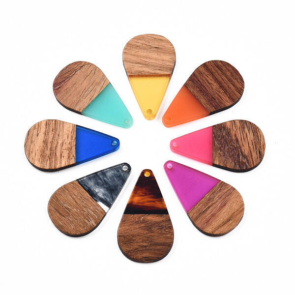 Transparent Resin & Walnut Wood Pendants