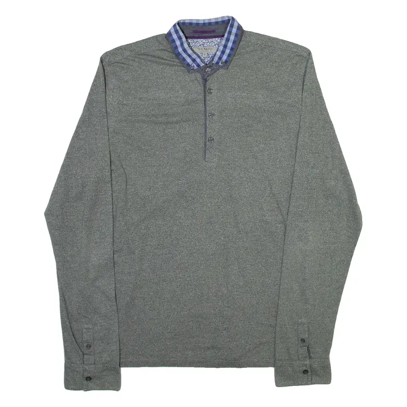 TED BAKER Mens Polo Shirt Grey Long Sleeve 2XL