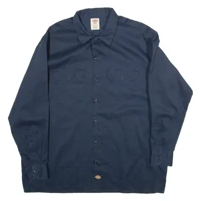 DICKIES Mens Worker Shirt Blue Long Sleeve XL