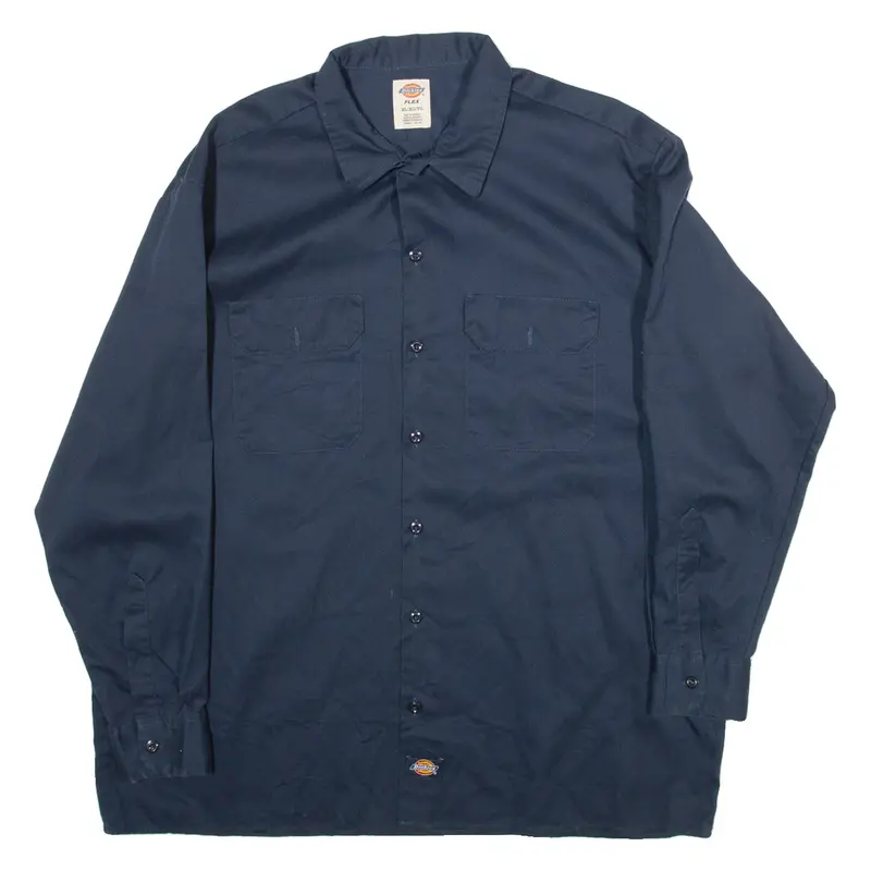 DICKIES Mens Worker Shirt Blue Long Sleeve XL