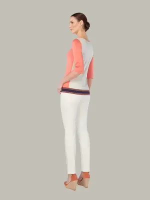 LEMUR | 3/4 Sleeve Cotton Tee | Colour: NECTARINE | Size: XS