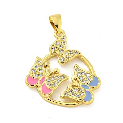 Brass Micro Pave Clear Cubic Zirconia Pendant