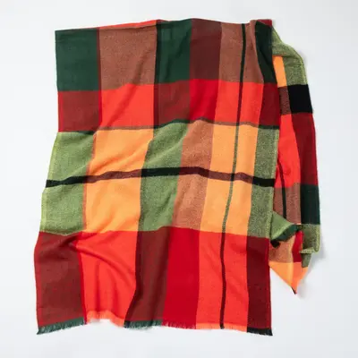 Plaid Chunky Scarf - Pink & Purple