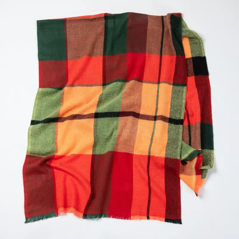 Plaid Chunky Scarf - Pink & Purple