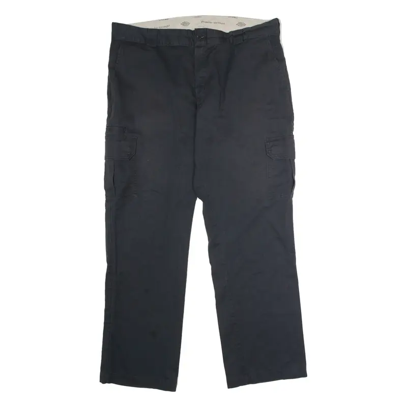 DICKIES Flex Workwear Cargo Mens Trousers Black Regular Straight W38 L32