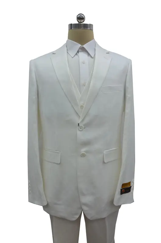 Mens White Linen Suit - White Linen Wedding Suit - White