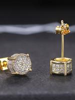 2024 Fashion Rhinestone Decorated Stud Earrings for Men, Casual Matching 2024 New Trendy Ear Piercing Jewelry Hippie Cute Acc...