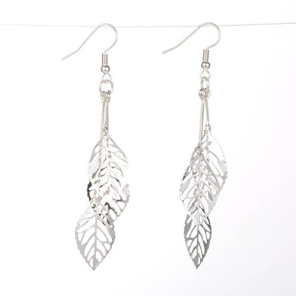 Trendy Women's Dangling Iron Leaf  Earrings